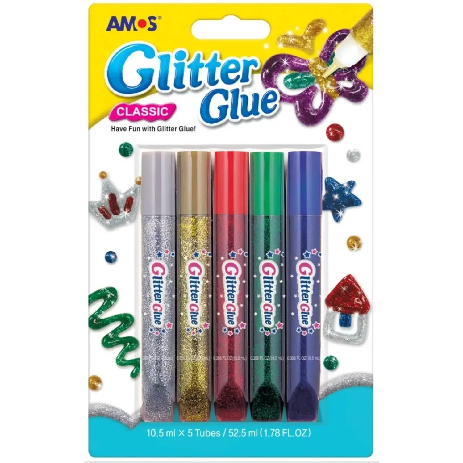 Amos Glitrové lepidlo se třpytkami 5 x 10,5 ml