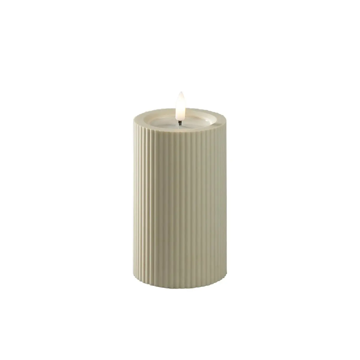 Konstsmide Bateriová LED svíčka s časovačem, béžová, pr. 7,4 x 12,5 cm