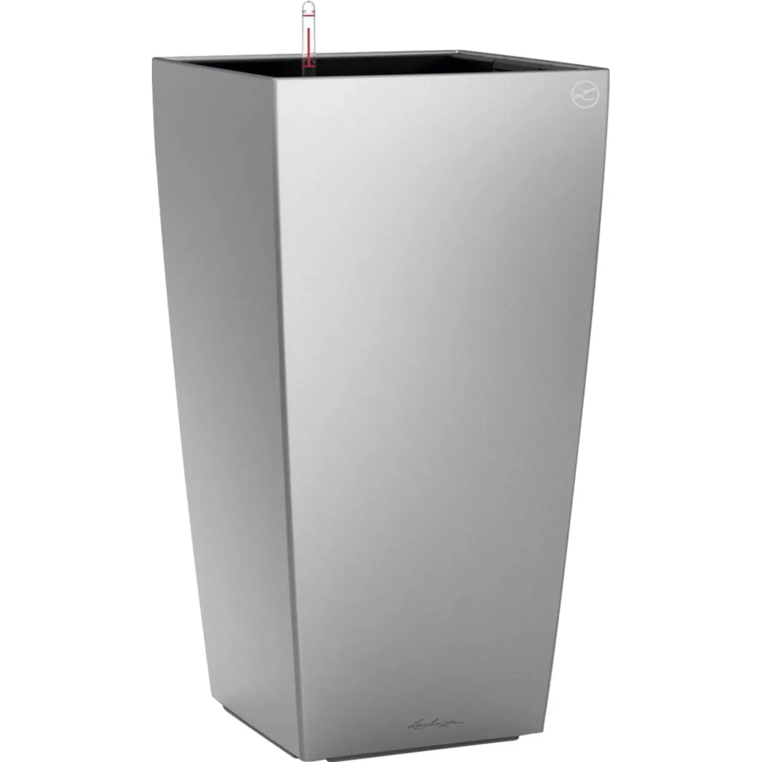 Lechuza Květináč Cubico Premium 50, stříbrná metalická, 50 x 50 x 95 cm