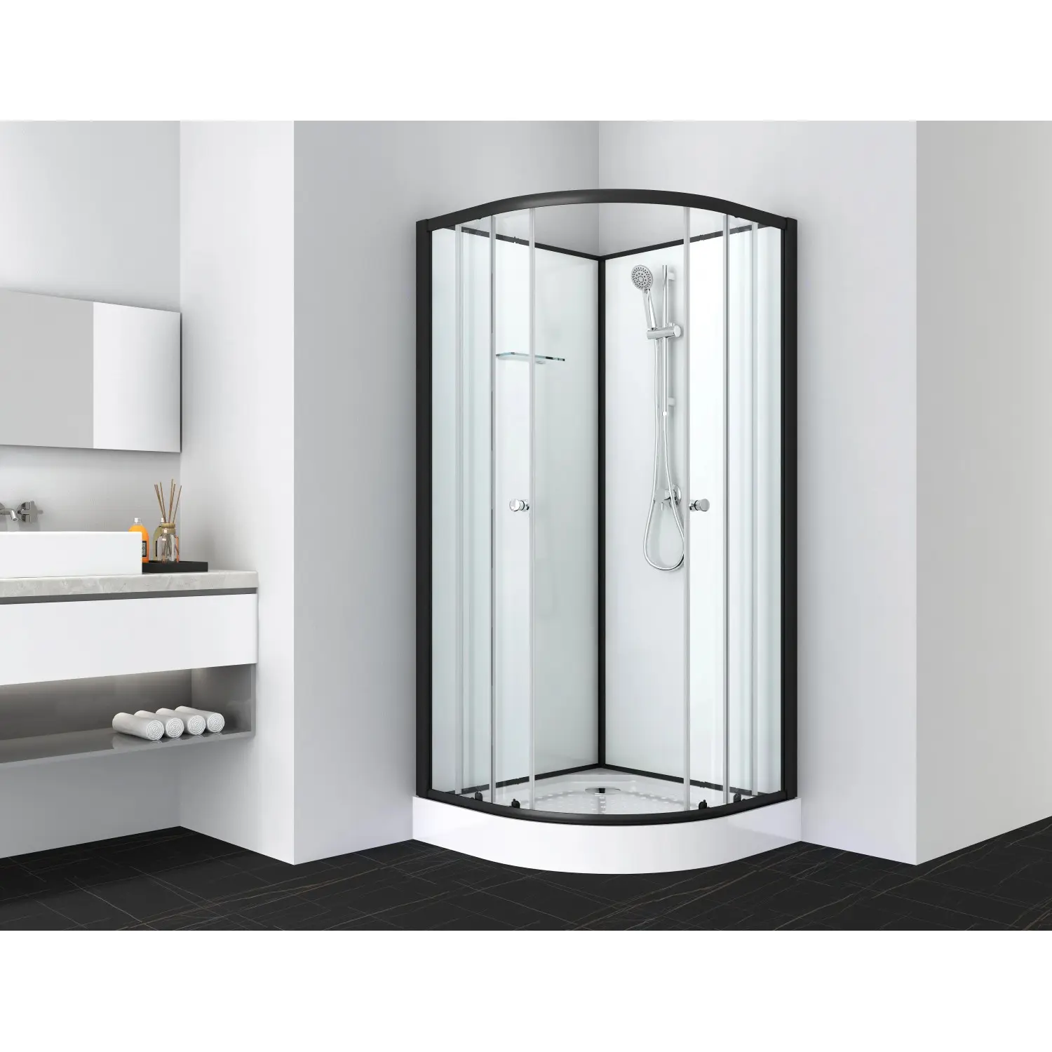 Sanotechnik Kompletní sprchový kout Bela PS13B, čtvrtkruh, 90 x 90 x 204 cm