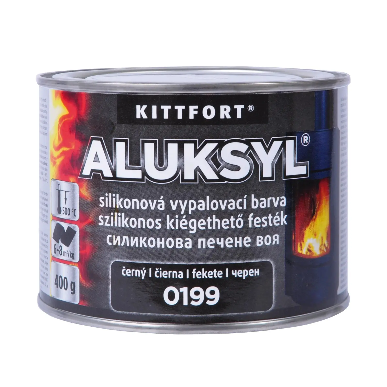 KITTFORT Aluksyl Vypalovací silikonová žáruvzdorná barva 0199 černá, 400 g