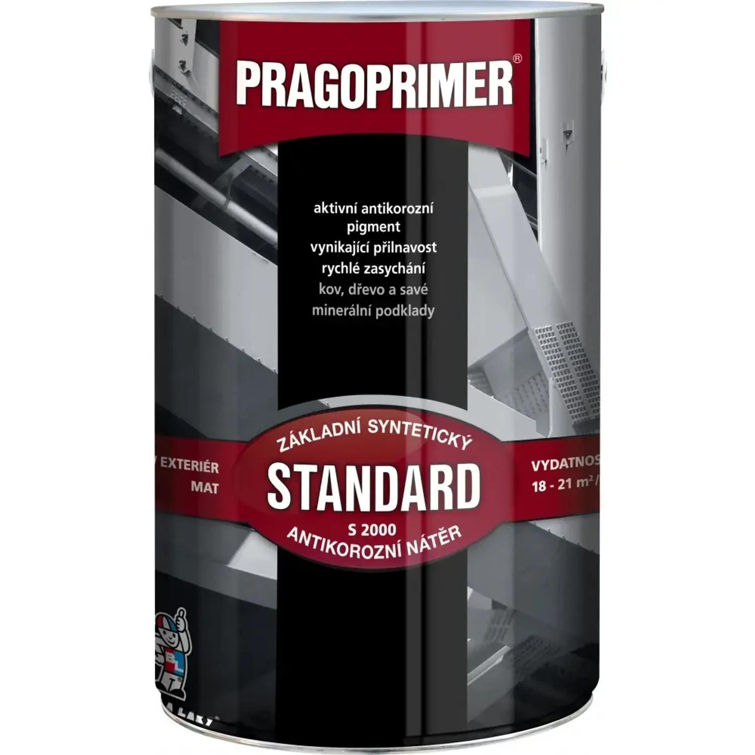 PRAGOPRIMER Základní antikorozní nátěr STANDARD S 2000 0840 červenohnědá 4 l