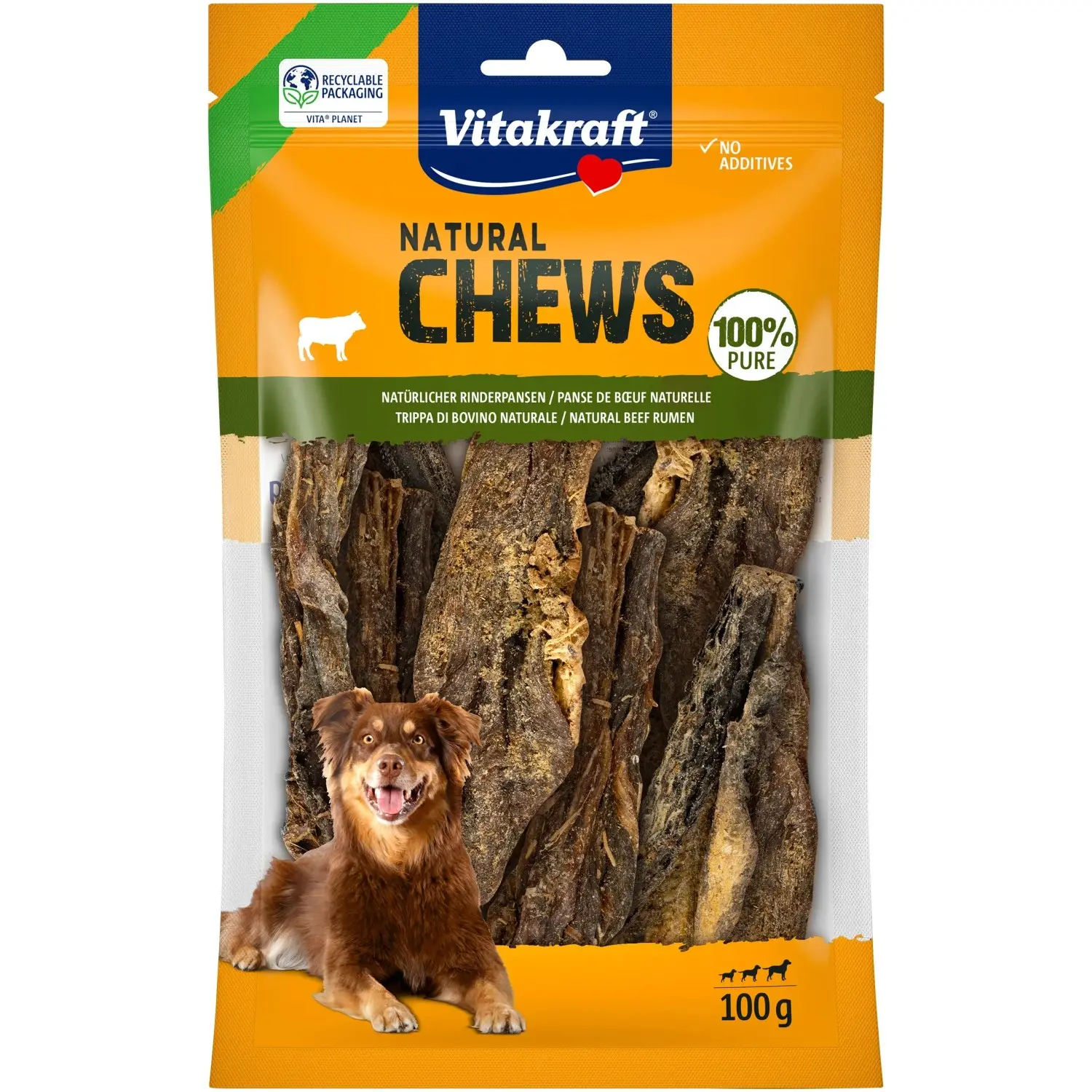 Vitakraft Pochoutka pro psy Natural Chews dršťky hovězí sušené, 100 g