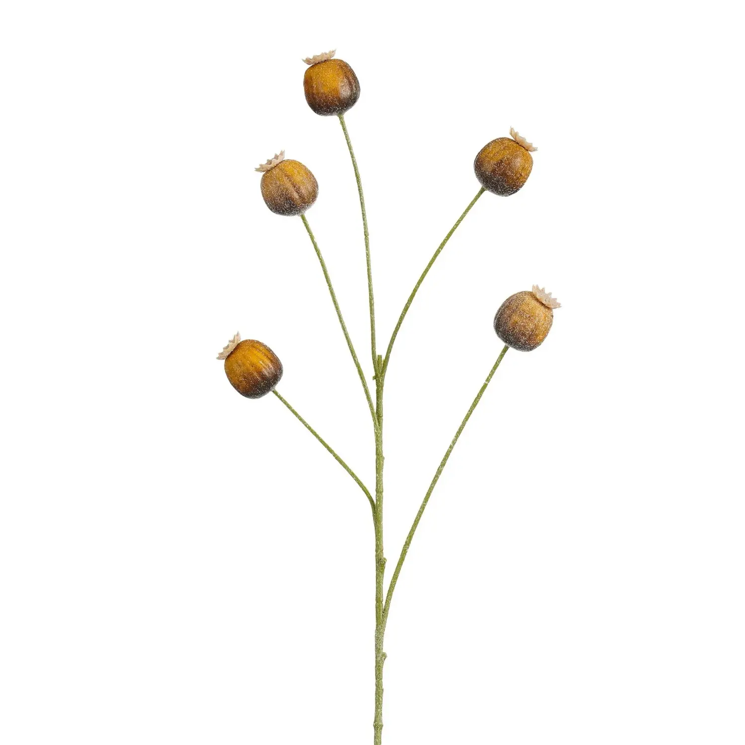 Mica Decorations Umělá květina větvička máku, hnědá, 73 cm