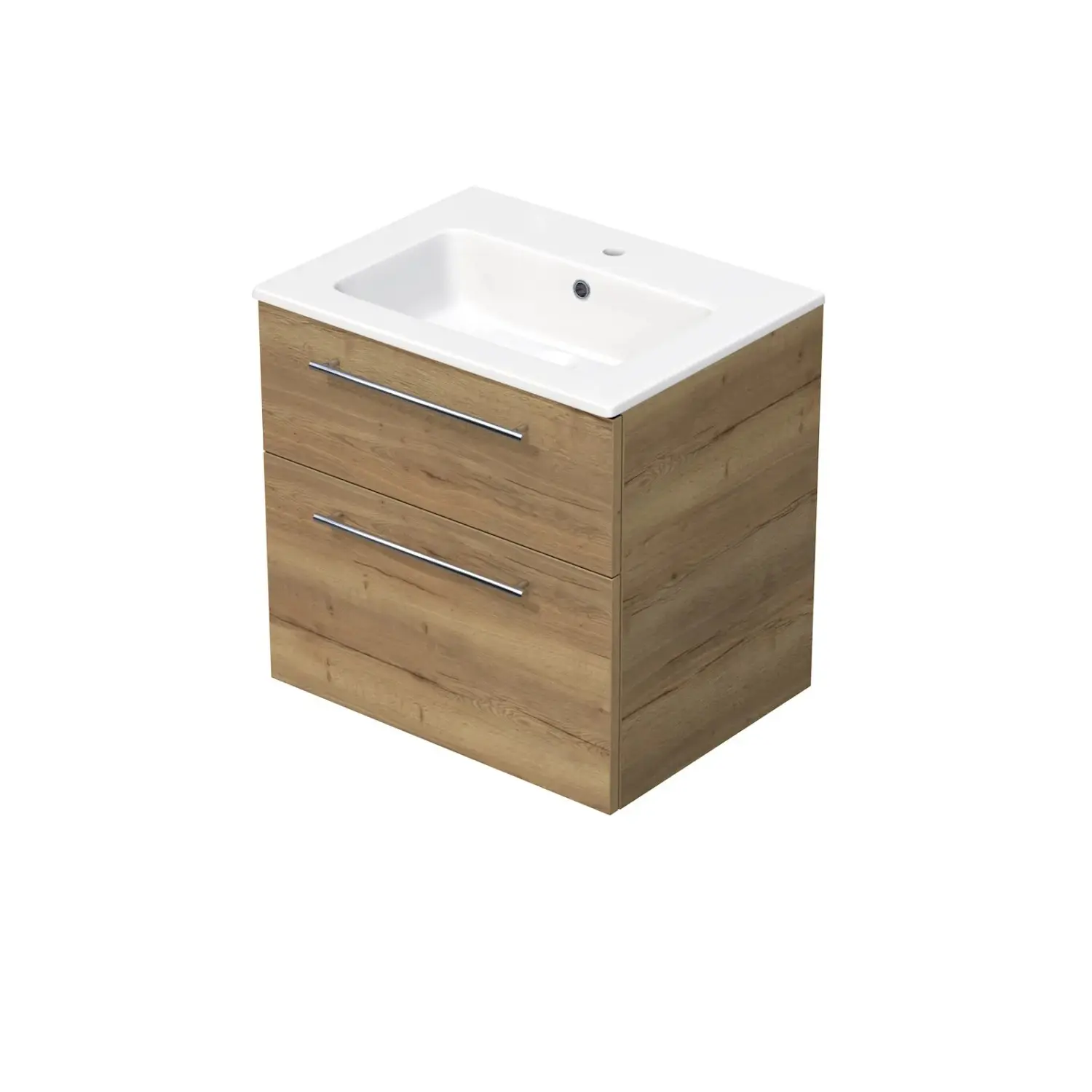 INTEDOOR Koupel.skříň+umyvadlo BEE, úchyt chrom, 2 zás., š. 61cm, dub Halifax