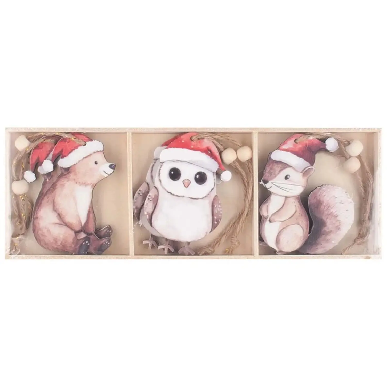 Anděl Přerov Zimní zvířátka dřevěná na zavěšení 6 x 7,5 x 0,5 cm, 6 ks