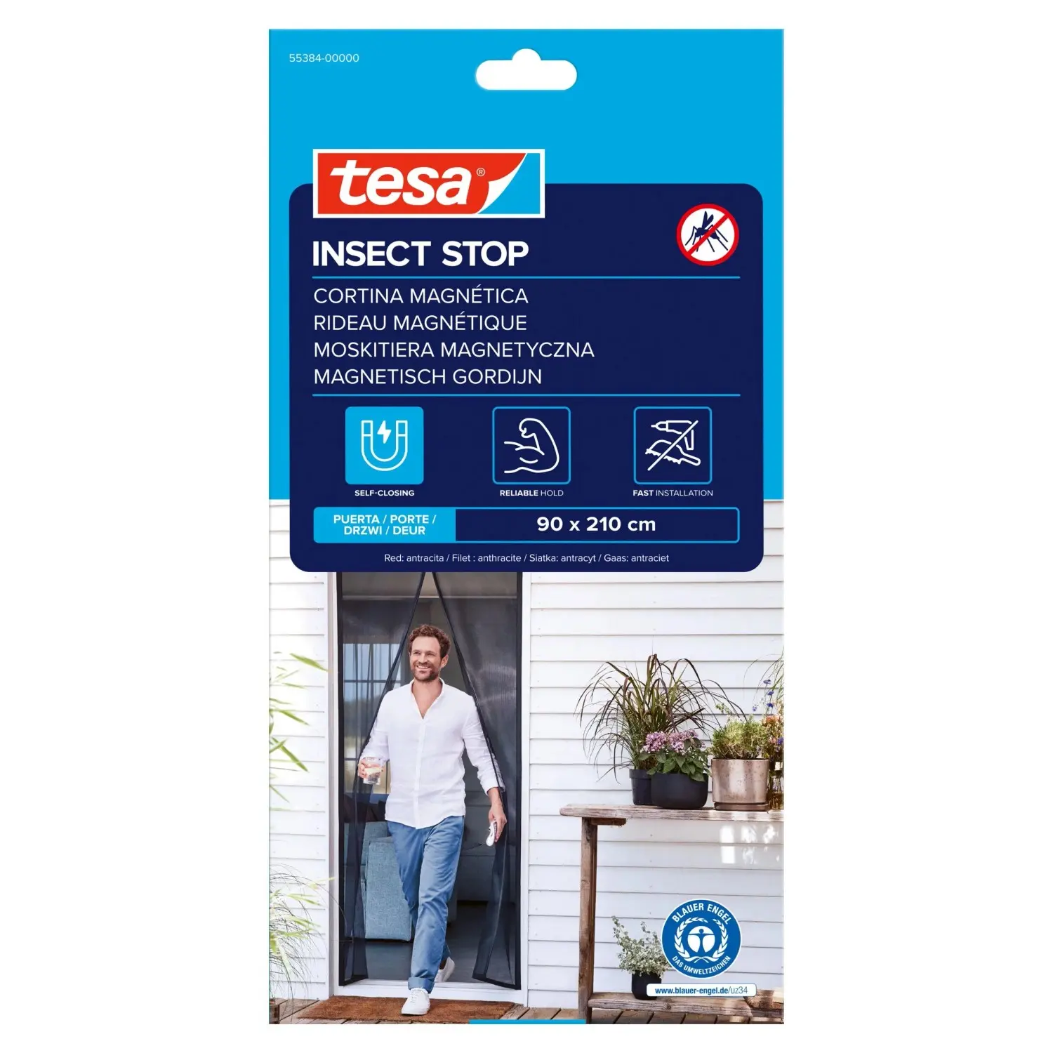 tesa Magnetická síť proti hmyzu do dveří INSECT STOP, antracit, 0,9 x 2,1 m
