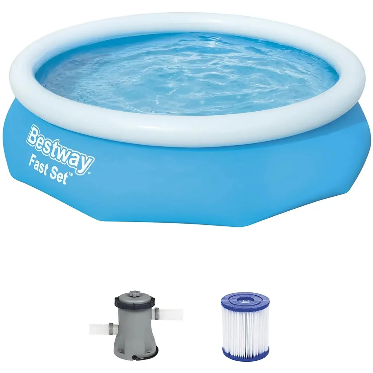 Bestway Bazén Fast Set vč. čerpadla a kartuše, modrý, pr. 305x76 cm (EN)