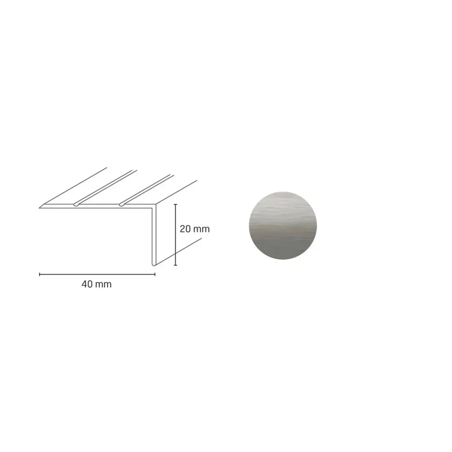 Döllken Profiles Schodová hrana DP 33 šroubovací 40 x 20 x 900 mm, nerezová