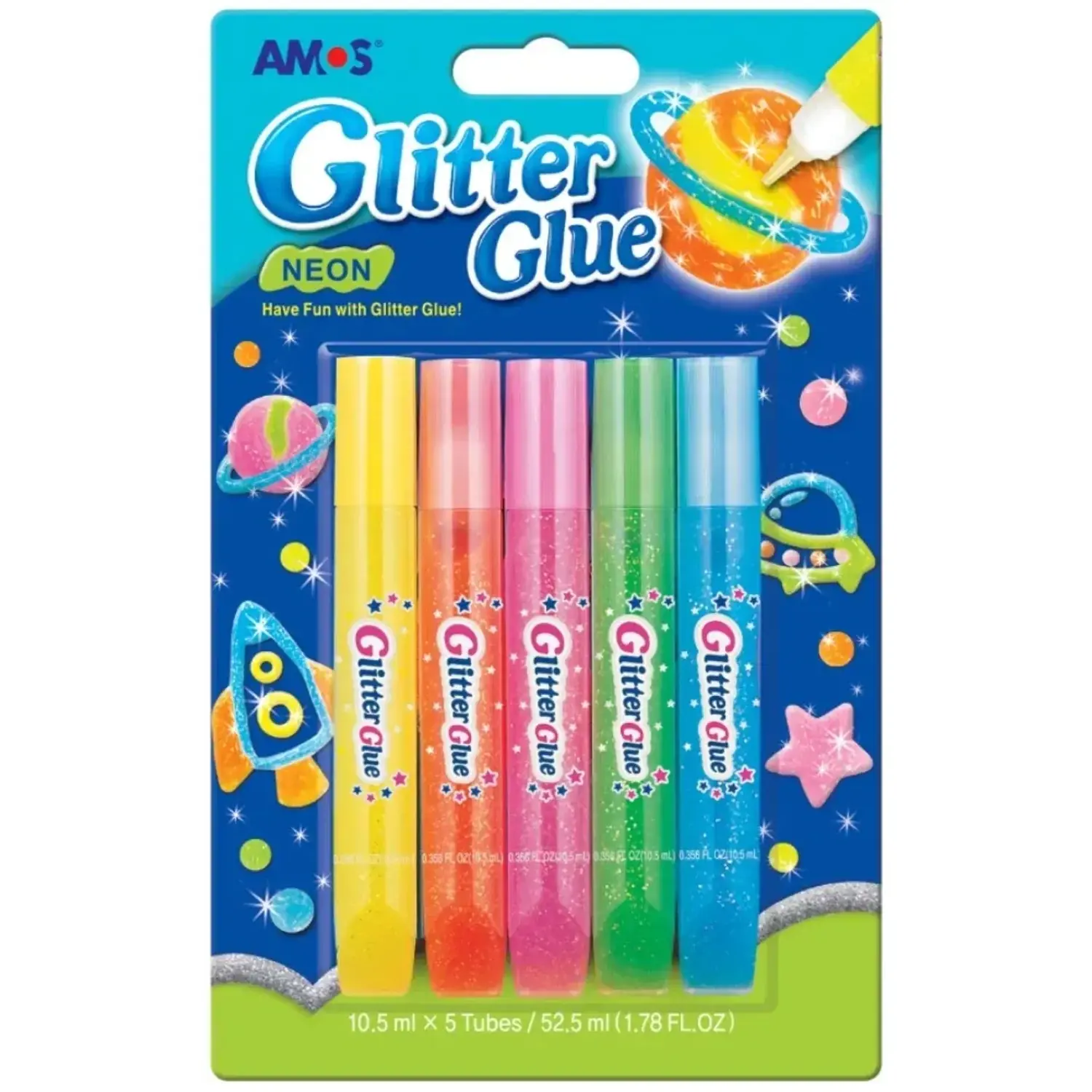Amos Glitrové lepidlo neon 5 x 10,5 ml