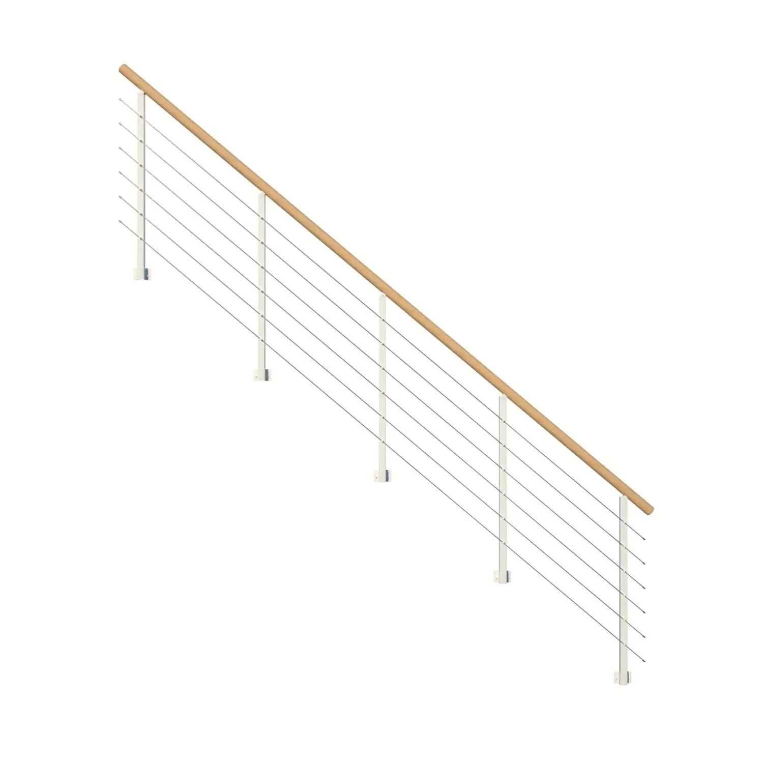 StarWood Kovové zábradlí Kos s oblým dubovým madlem/bílá 450 cm