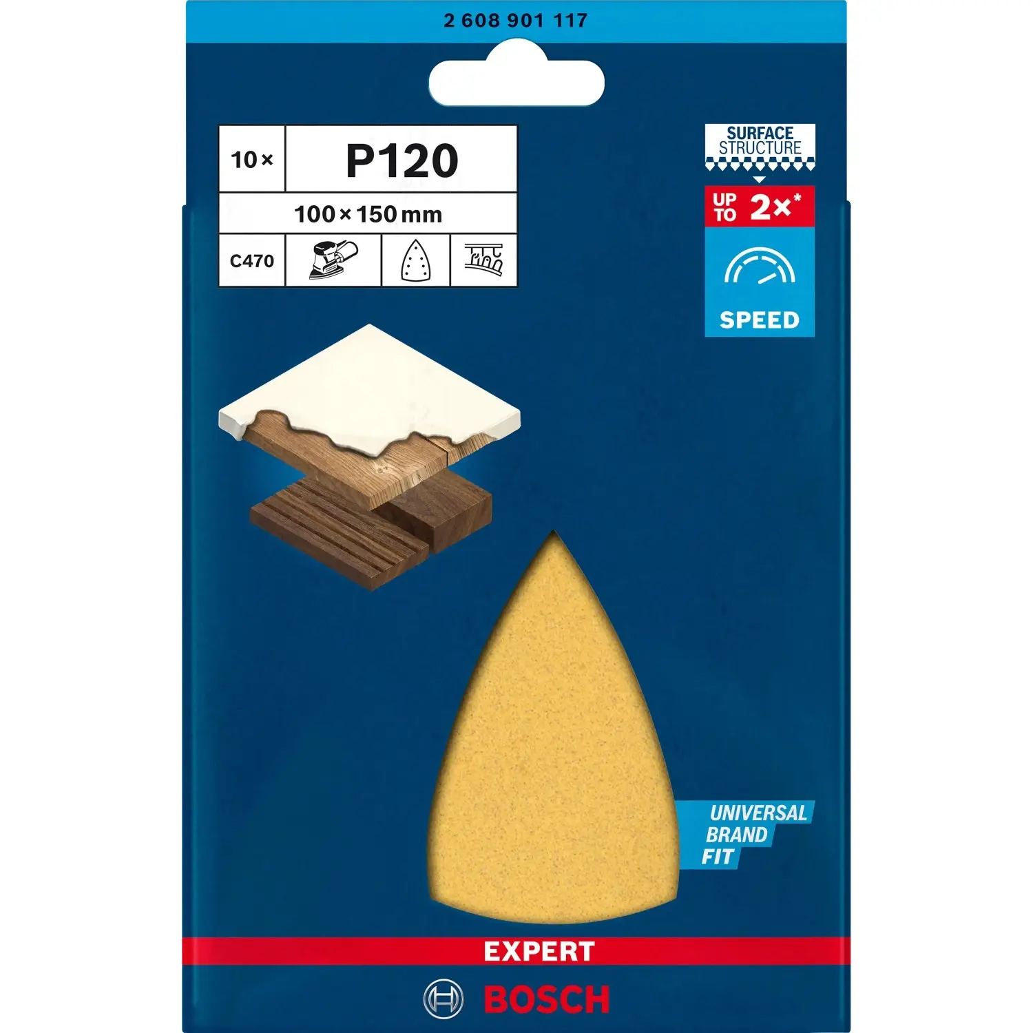 Bosch Brusný papír Expert C470 P120, 7 otvorů, 100 x 150 mm, 10 ks