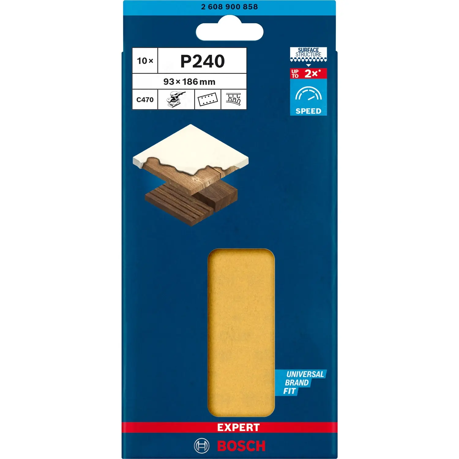 Bosch Brusný papír Expert C470 P240, 8 otvorů, 93 x 186 mm, 10 ks