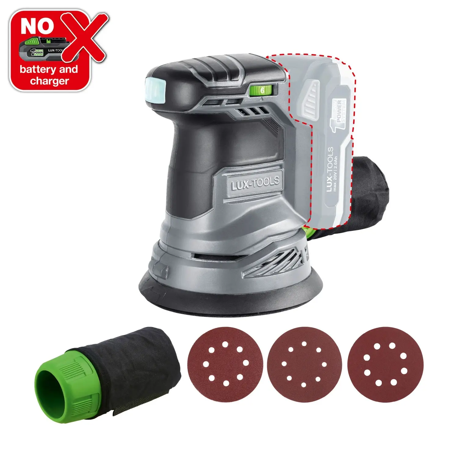 LUX-TOOLS 1 PowerSystem Aku excentrická bruska A-EXS-20/125 Solo