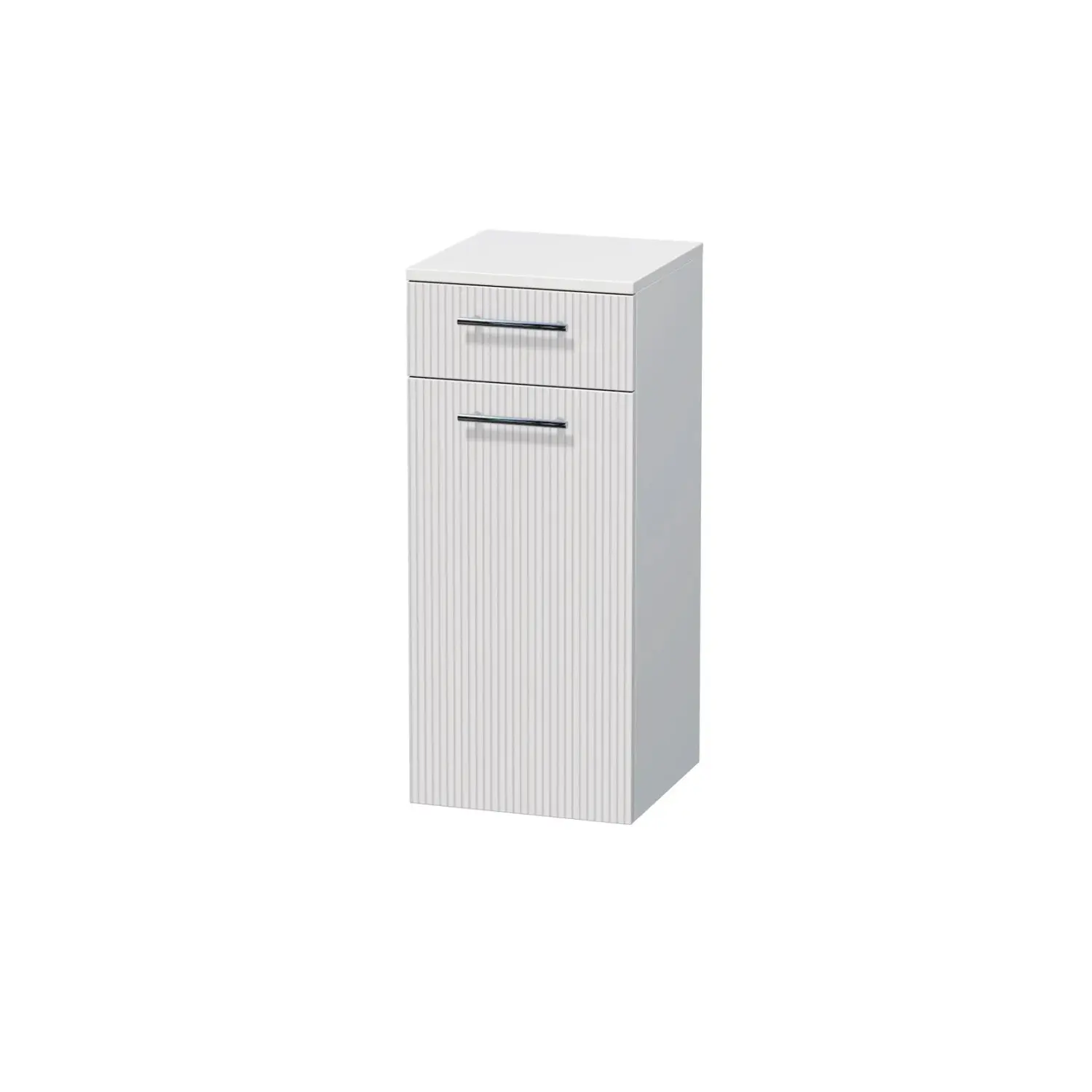 INTEDOOR Nízká skříň BEE, úchyt chrom, 1 zásuvka, koš, š. 35cm, bílá 3D pruhy
