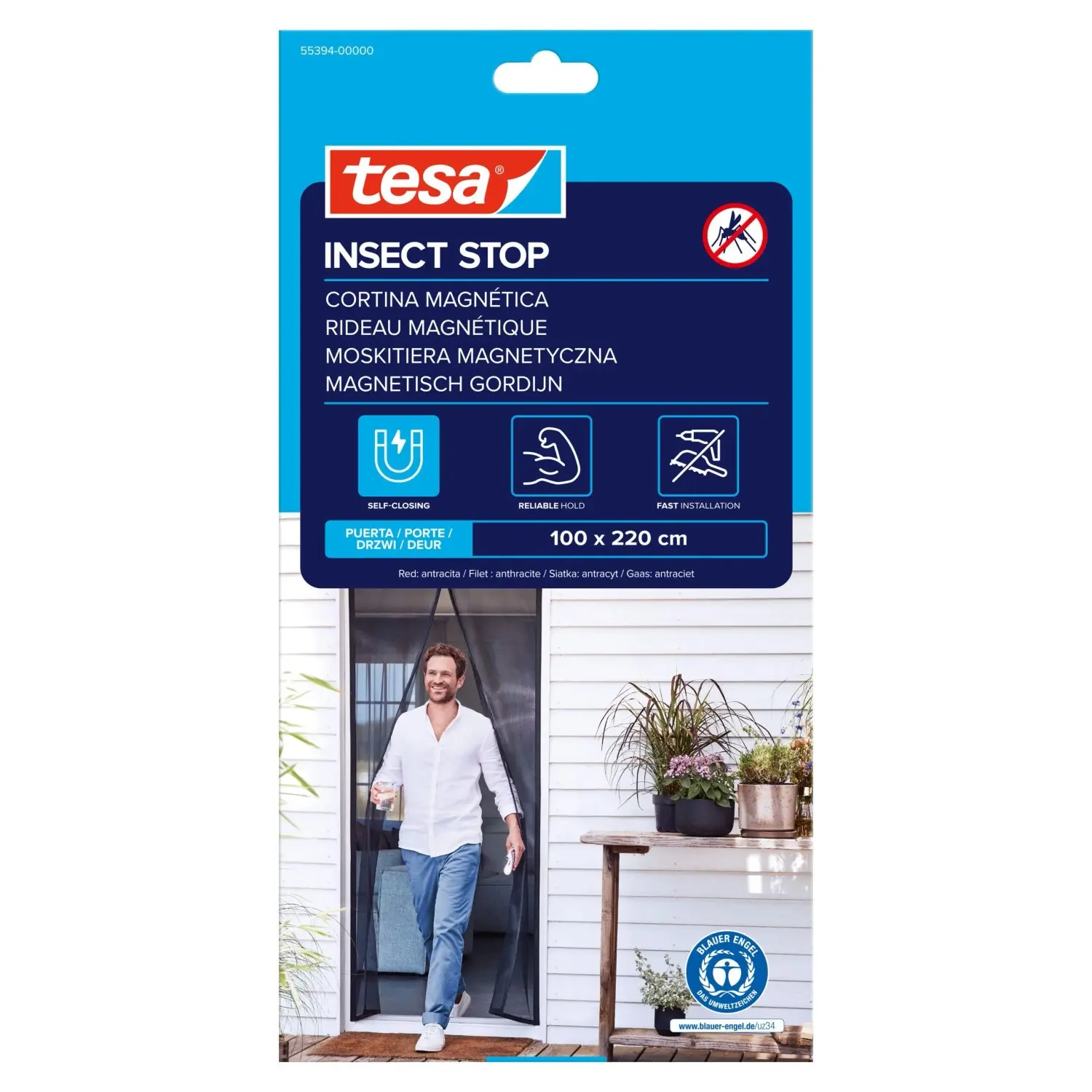 tesa Magnetická síť proti hmyzu do dveří INSECT STOP, antracit, 1 x 2,2 m