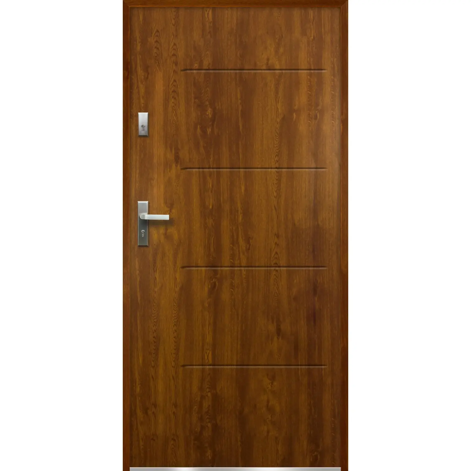 O.K. DOORS Ocelové vchodové dveře NIKE P55 zlatý dub 80 P