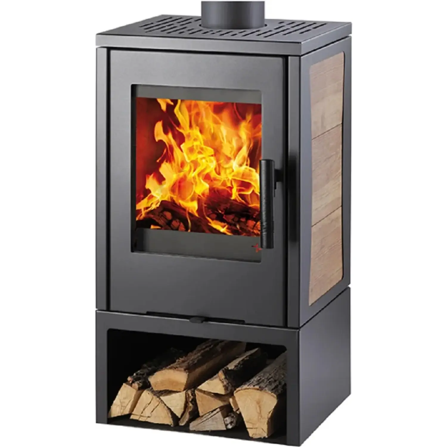 Haas+Sohn Krbová kamna VENTO, 3,0-6,3 kW, černá, 93,4 x 50 x 42,1 cm