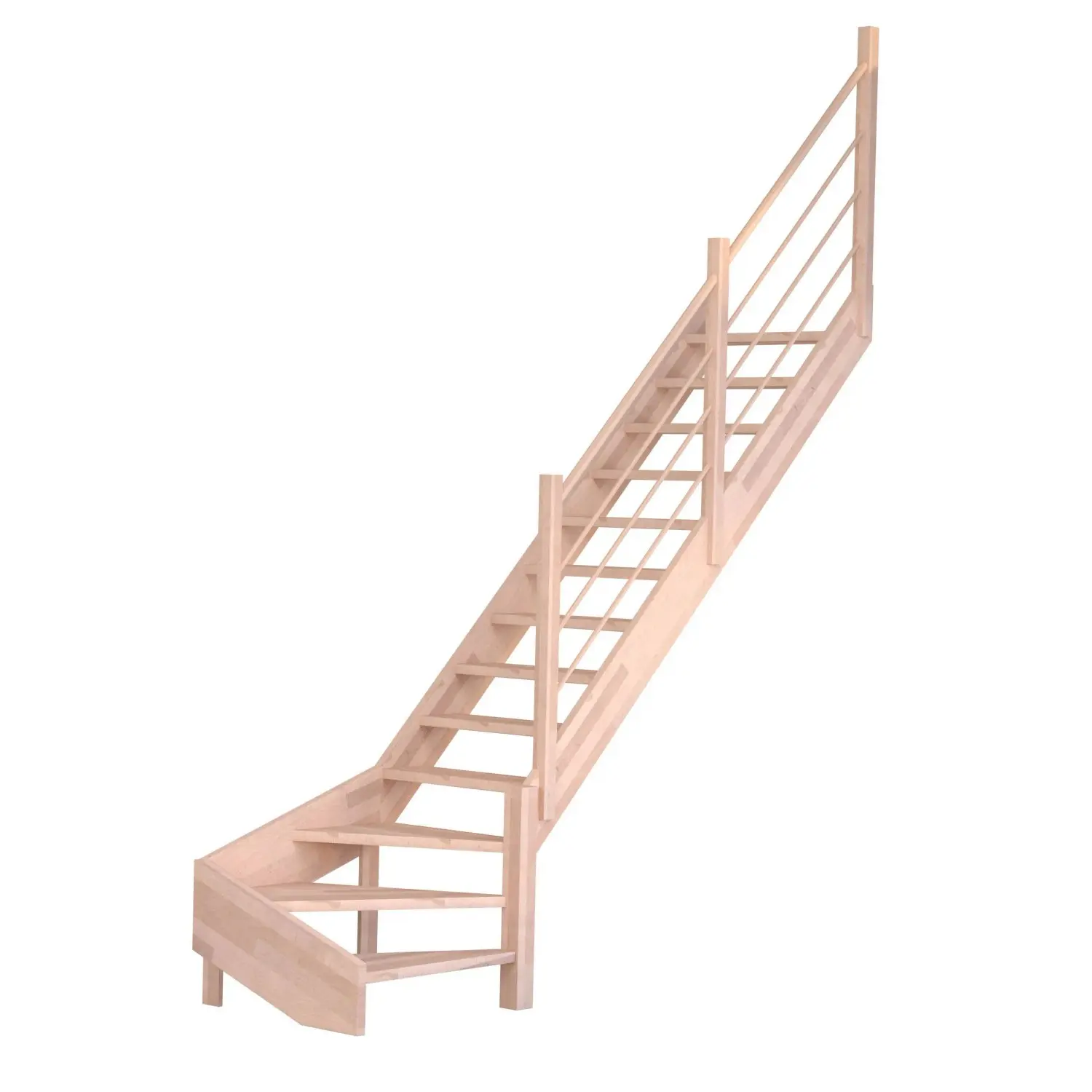 StarWood Schody Mykonos Pro bukové pravé 80cm otevřené dřev. design. zábradlí