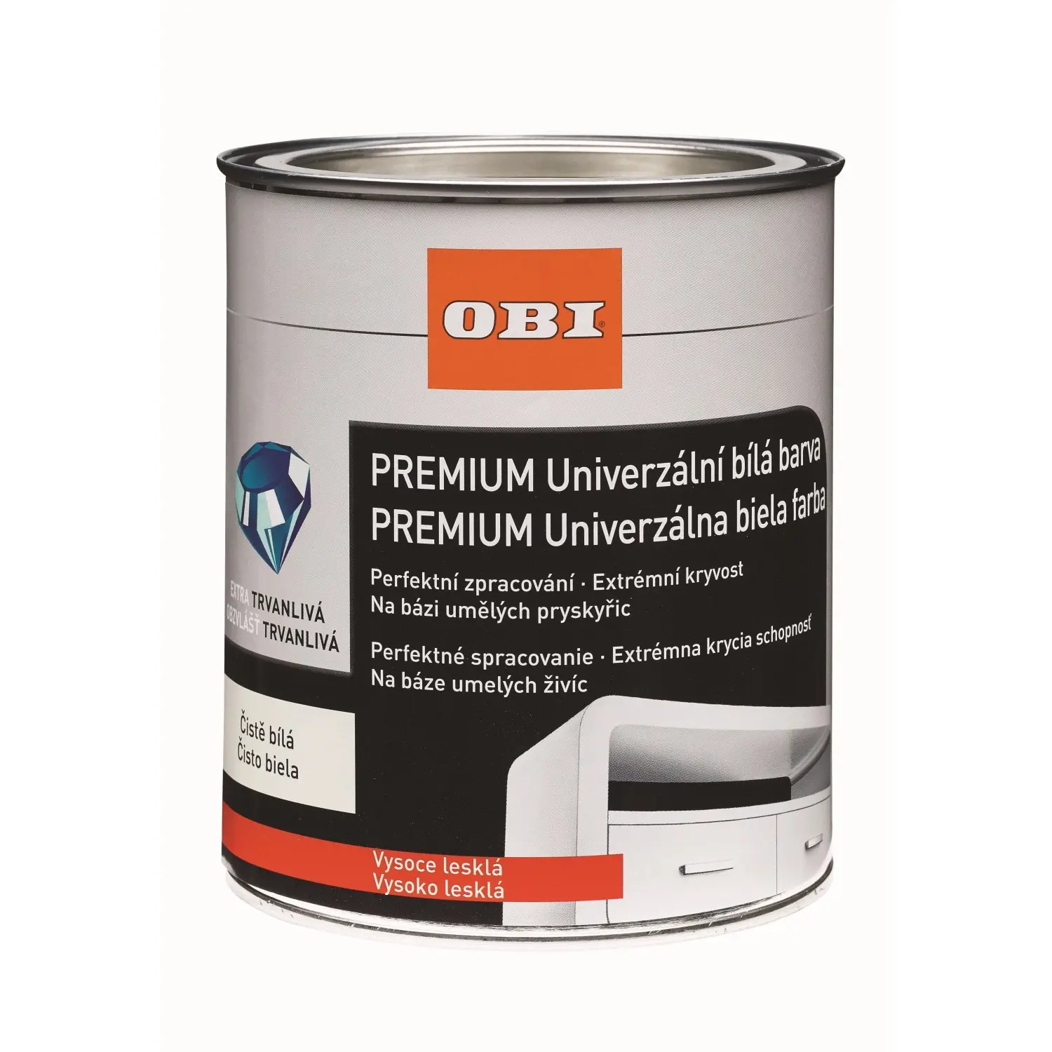 OBI Univerzální barva PREMIUM vysoce lesklá bílá 750 ml