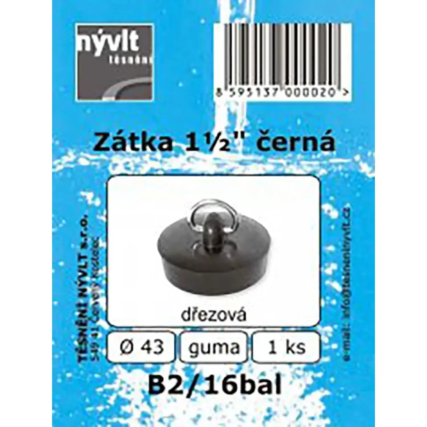 Nezařazeno ZÁTKA 43MM,ČERNÁ S PŮLKROUŽKEM DŘEZOVÁ.,PRYŽ B2/16