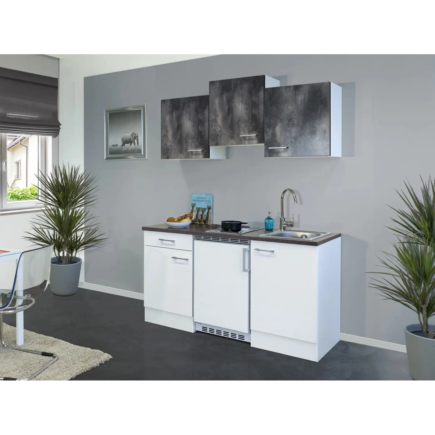 Flex-Well Kuchyně Lucca 150 cm/typ 1 - lednice/varná deska