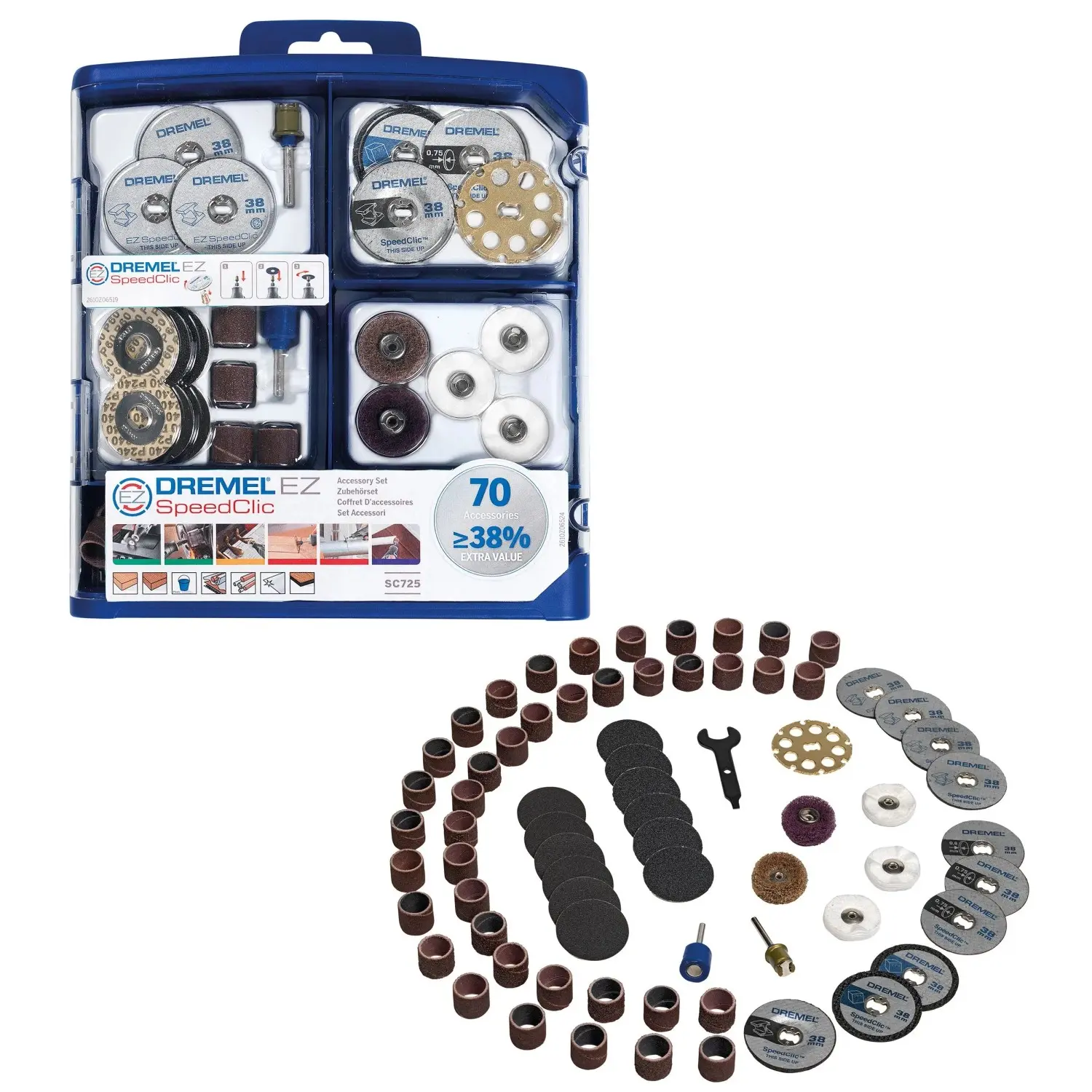 Dremel Sada univerzálního příslušenství EZ SpeedClic SC725, 70dílná