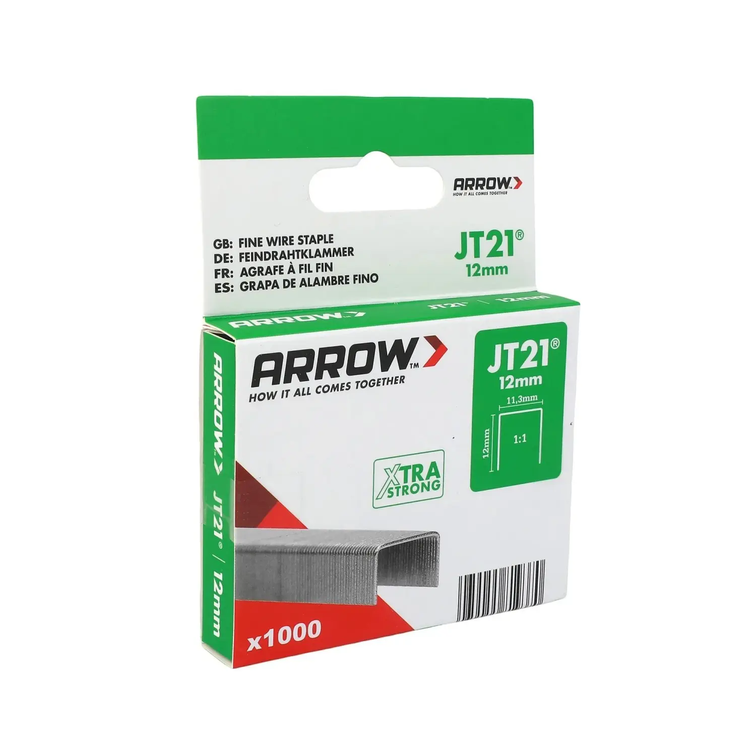 Arrow Drátěné sponky do sponkovačky JT21, délka 12 mm, 1000 ks