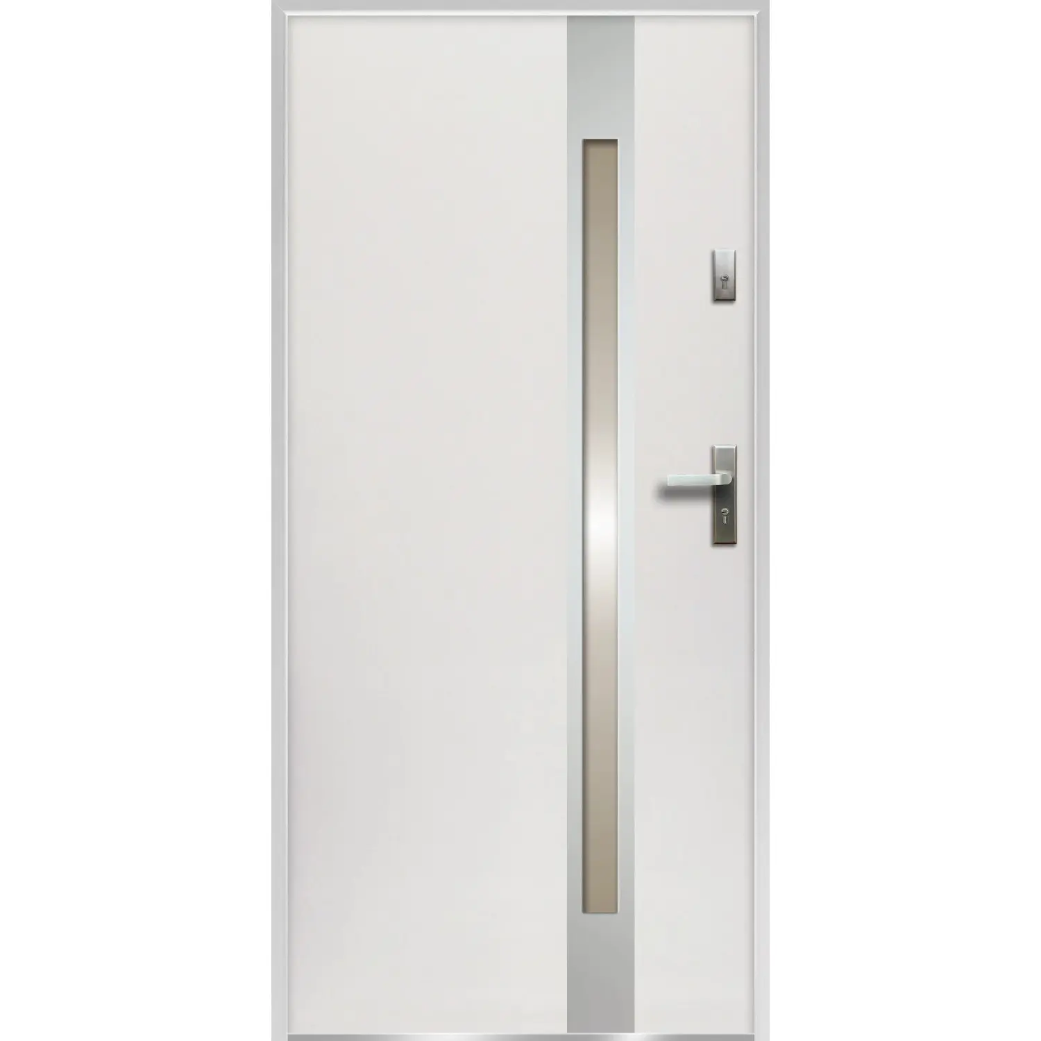 O.K. DOORS Ocelové vchodové dveře TEMIDAS INOX P55 bílé 90 L