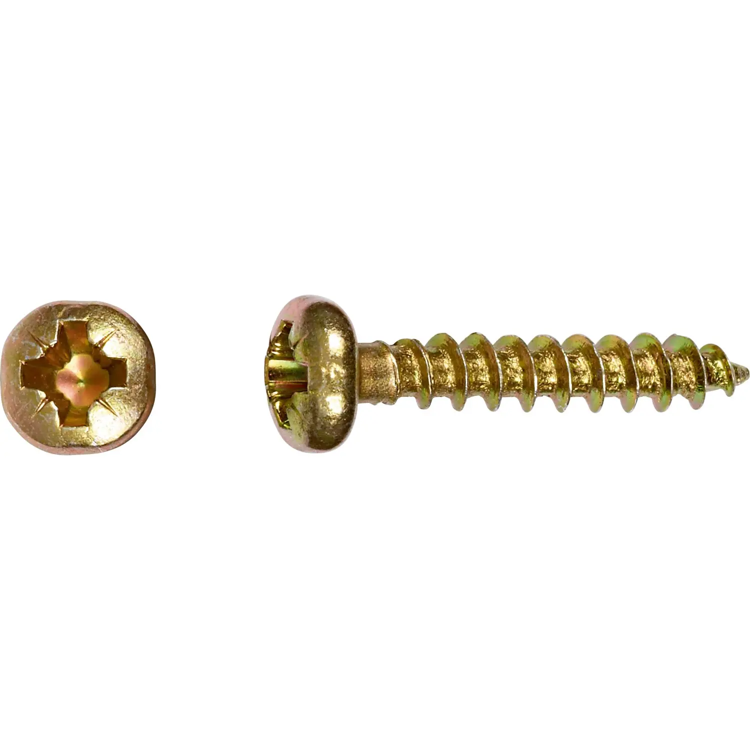 Uni vrut s půlkulatou hlavou PZ2 plný závit žlutě pozinkovaný 3,5 x 16 mm, 50 ks