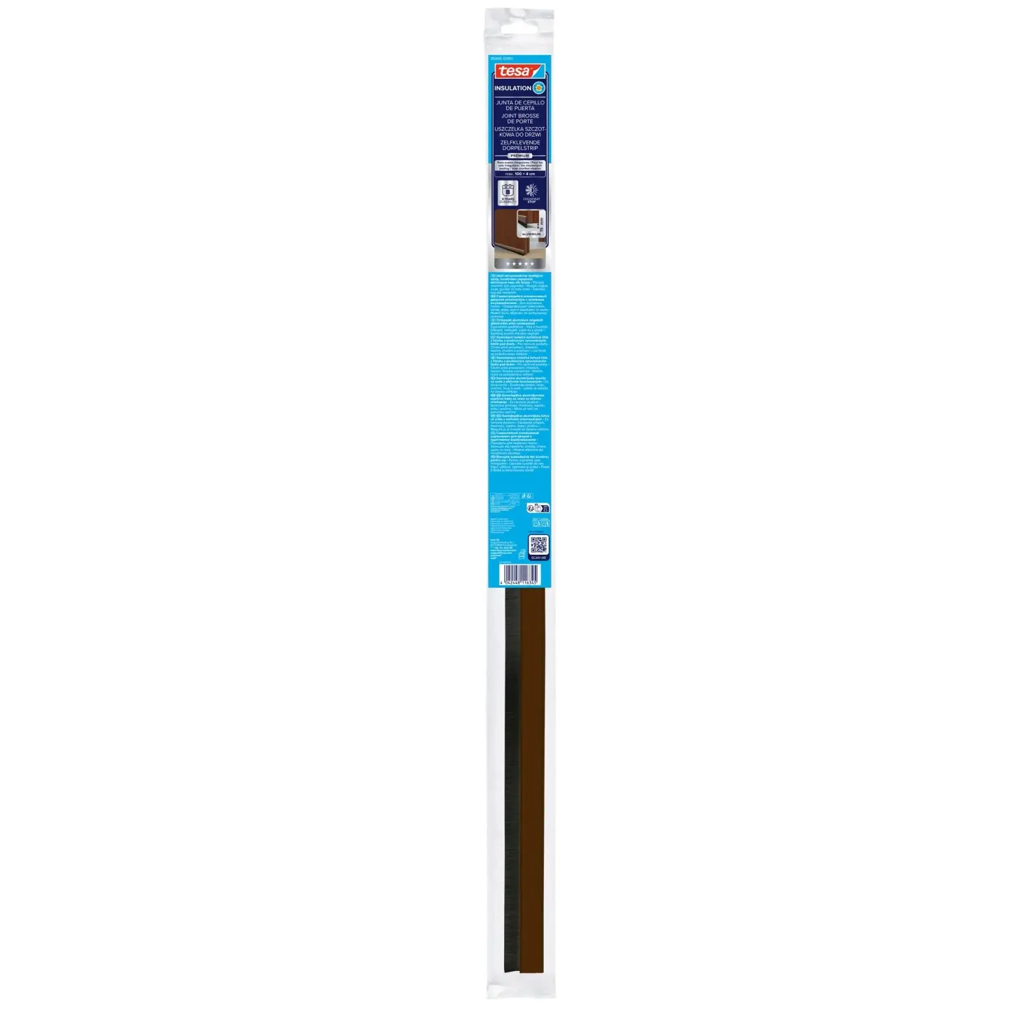 tesa Kartáčová těsnicí lišta pod dveře INSULATION PREMIUM, hnědá, 1 m x 40 mm