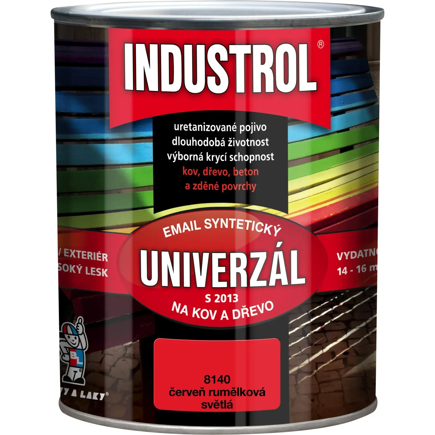 INDUSTROL Email na kov a dřevo S2013 UNIVERZÁL 8140 červeň rumělka světlá 750 ml