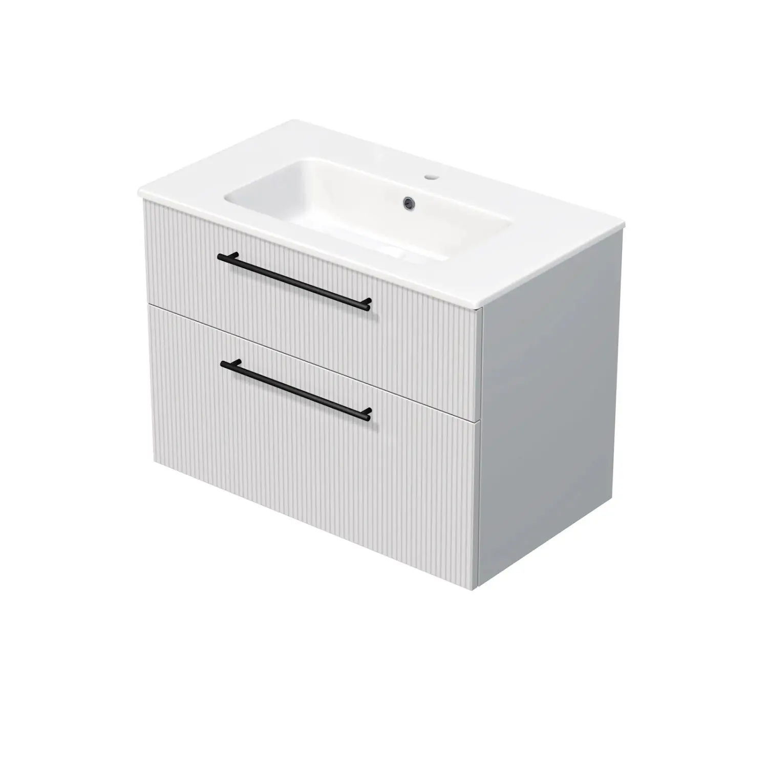 INTEDOOR Koupel.skříň+umyvadlo BEE, úchyt černý, 2 zás., š. 81 cm, bílá 3D pruhy
