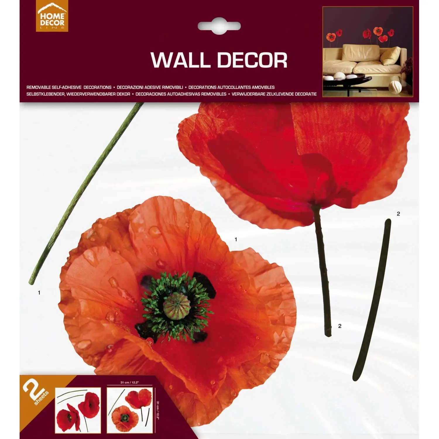 Crearreda Samolepící dekorace Poppies