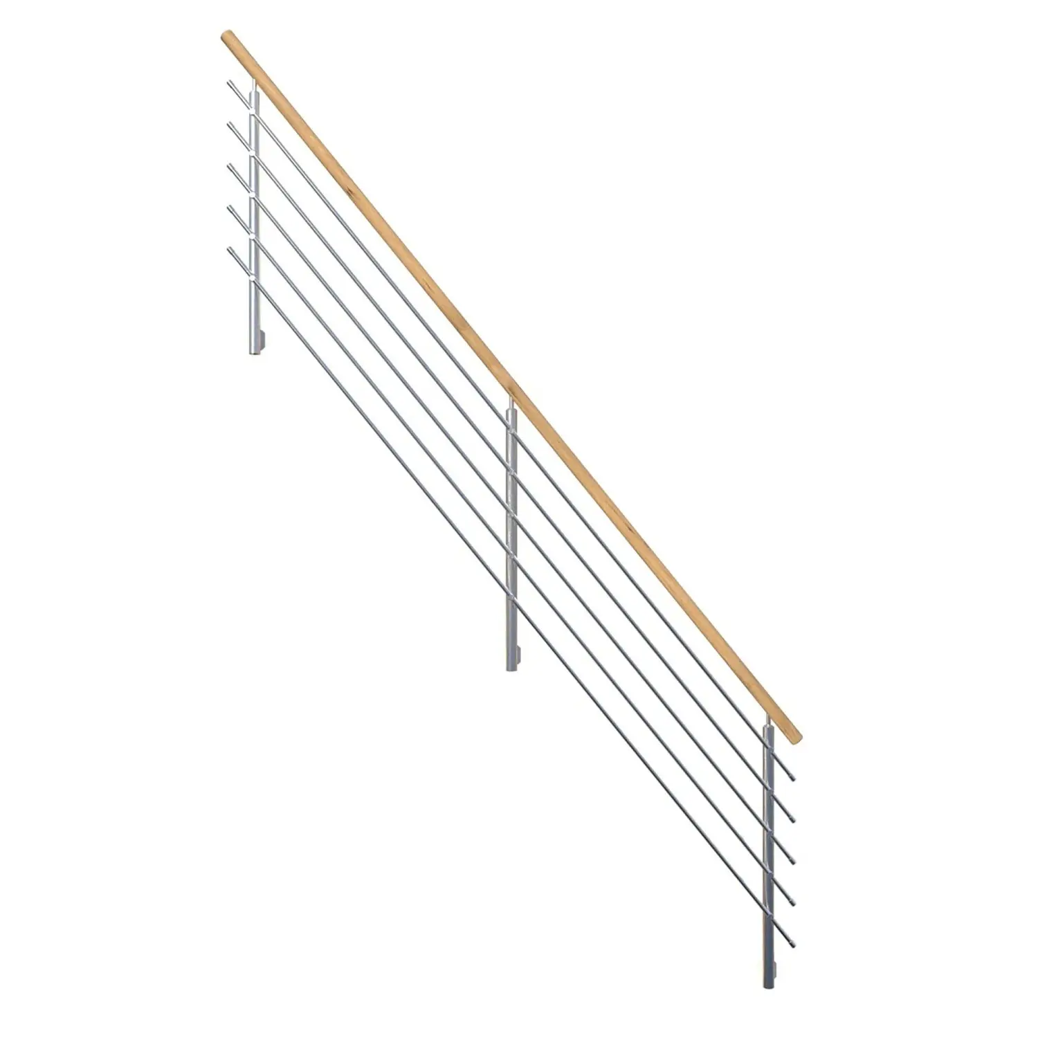 StarWood Nerezové zábradlí Flex s oblým dubovým madlem 350 cm
