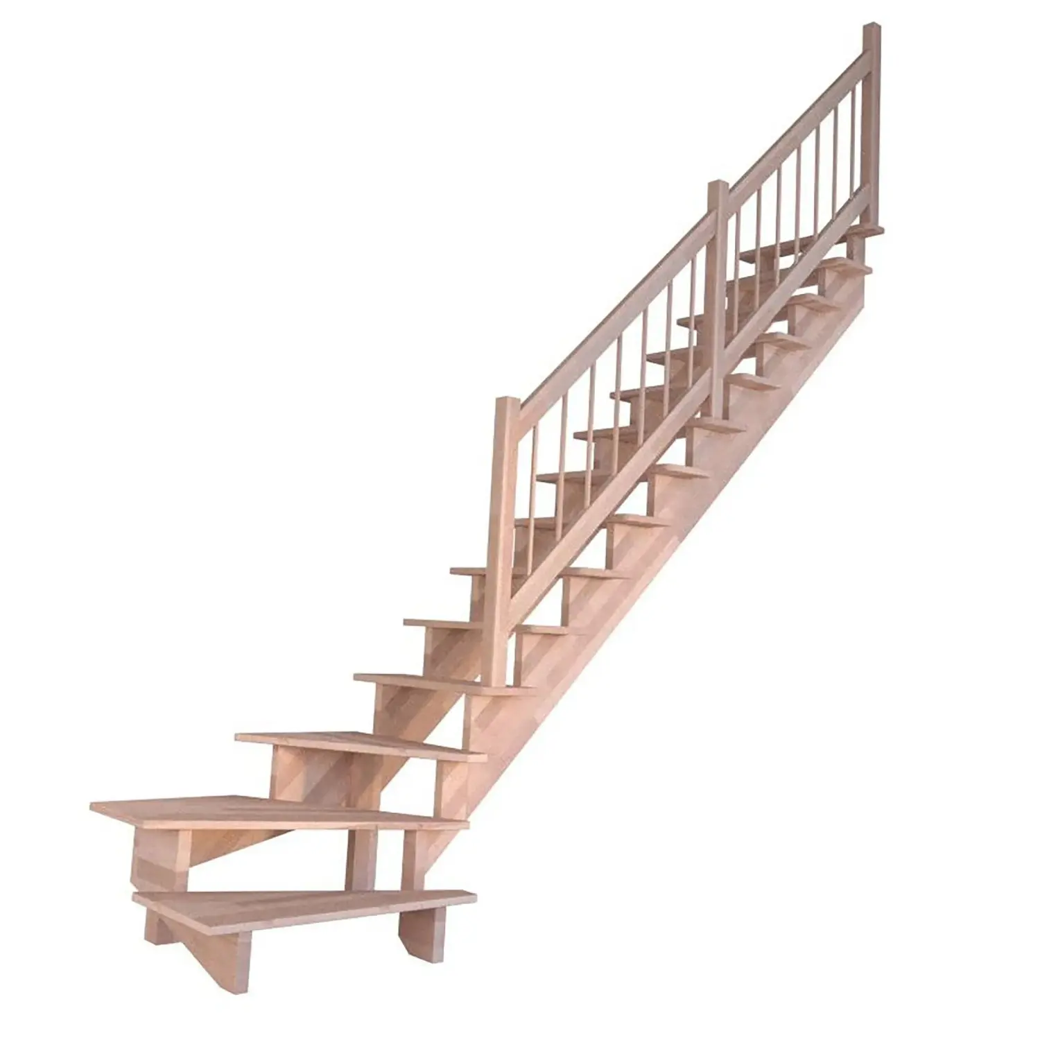StarWood Schody Lindos bukové pravé 80cm otevřené dřev. design. zábradlí