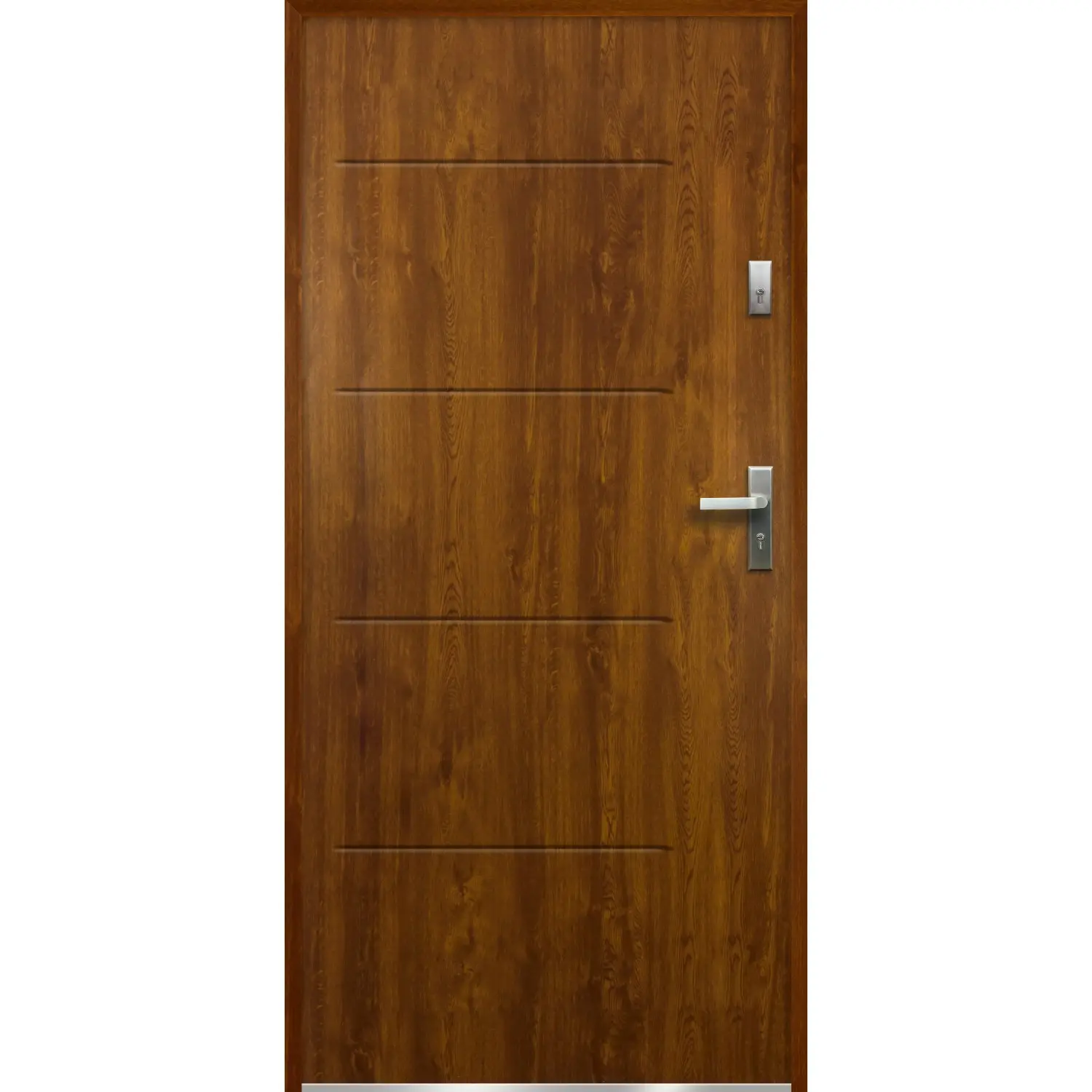 O.K. DOORS Ocelové vchodové dveře NIKE P55 zlatý dub 90 L