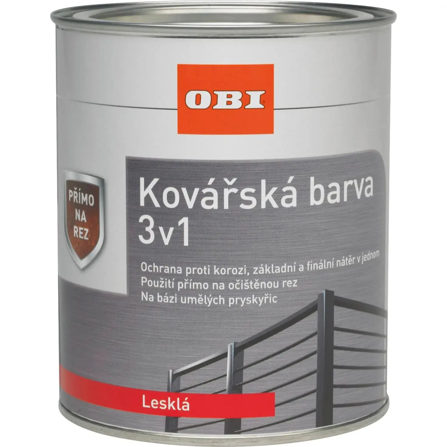 OBI Kovářská barva 3v1 lesklá stříbřitě šedá 375 ml