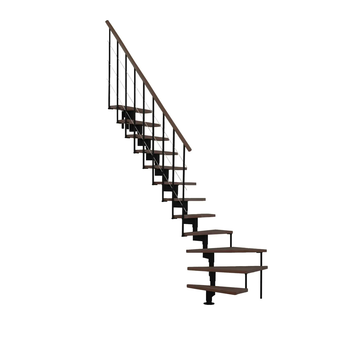 Minka STAIRS Lomené modulové schodiště Style Turn ořech/černá, 304,2 cm