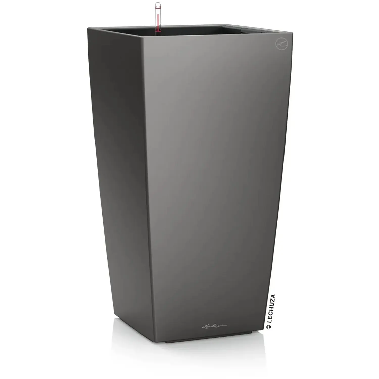 Lechuza Květináč Cubico Premium 22, antracitová metalická, 22 x 22 x 41 cm