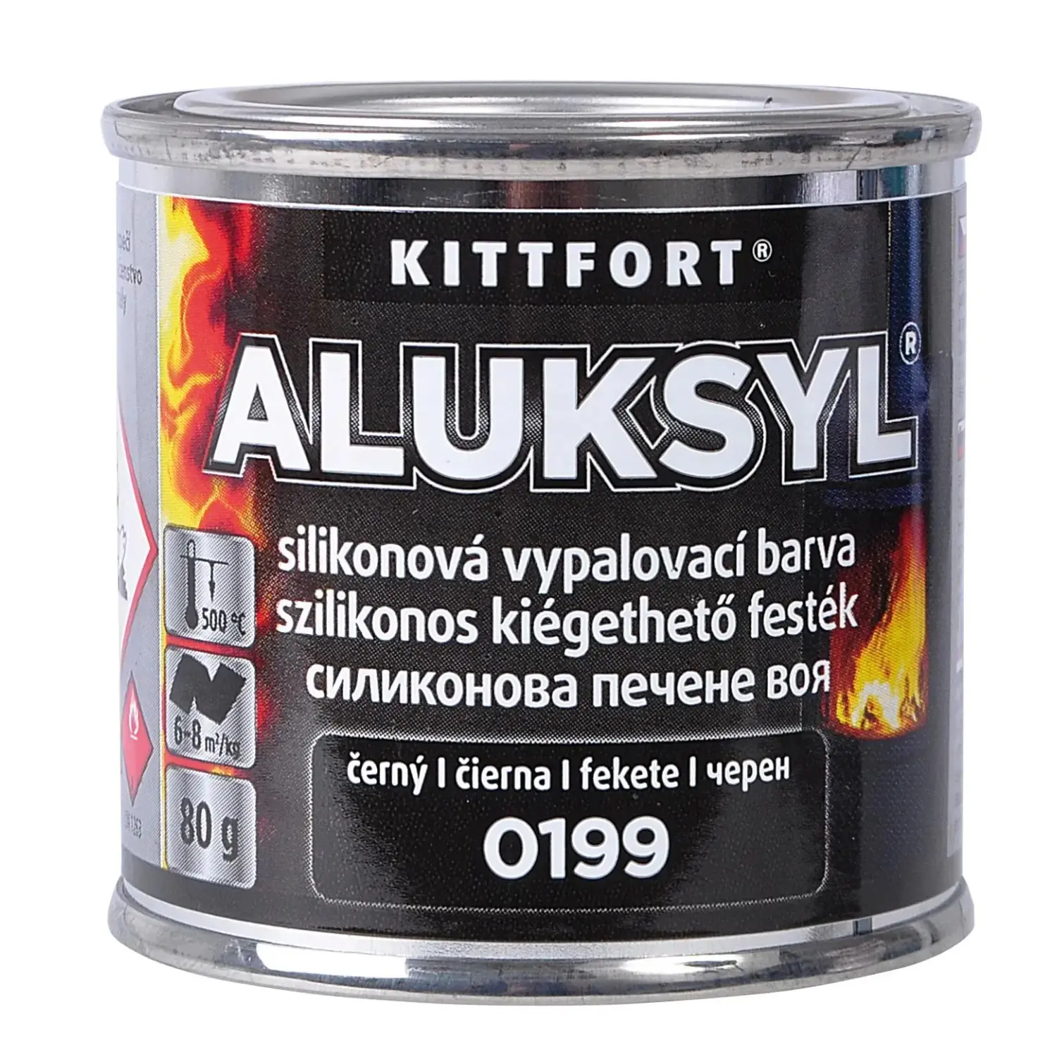 KITTFORT Aluksyl Vypalovací silikonová žáruvzdorná barva 0199 černá, 80 g