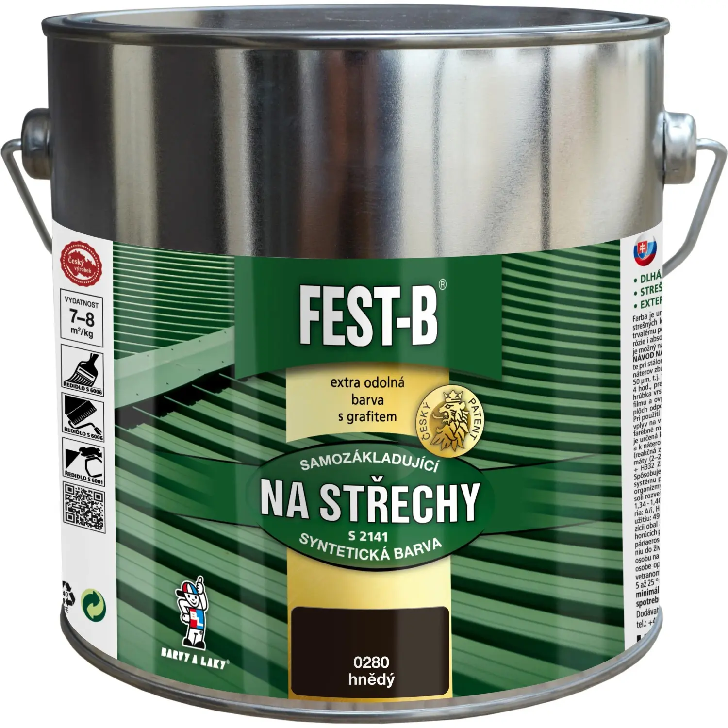 FEST-B Antikorozní nátěr na železo 2v1 na střechy S2141, 0280 hnědá, 2,5 kg