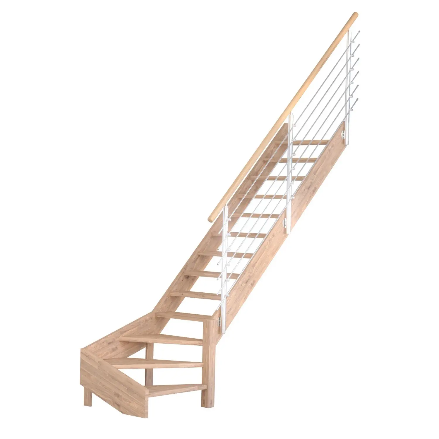 StarWood Schody Mykonos Pro dubové pravé 90cm otevřené design.nerez.zábradlí