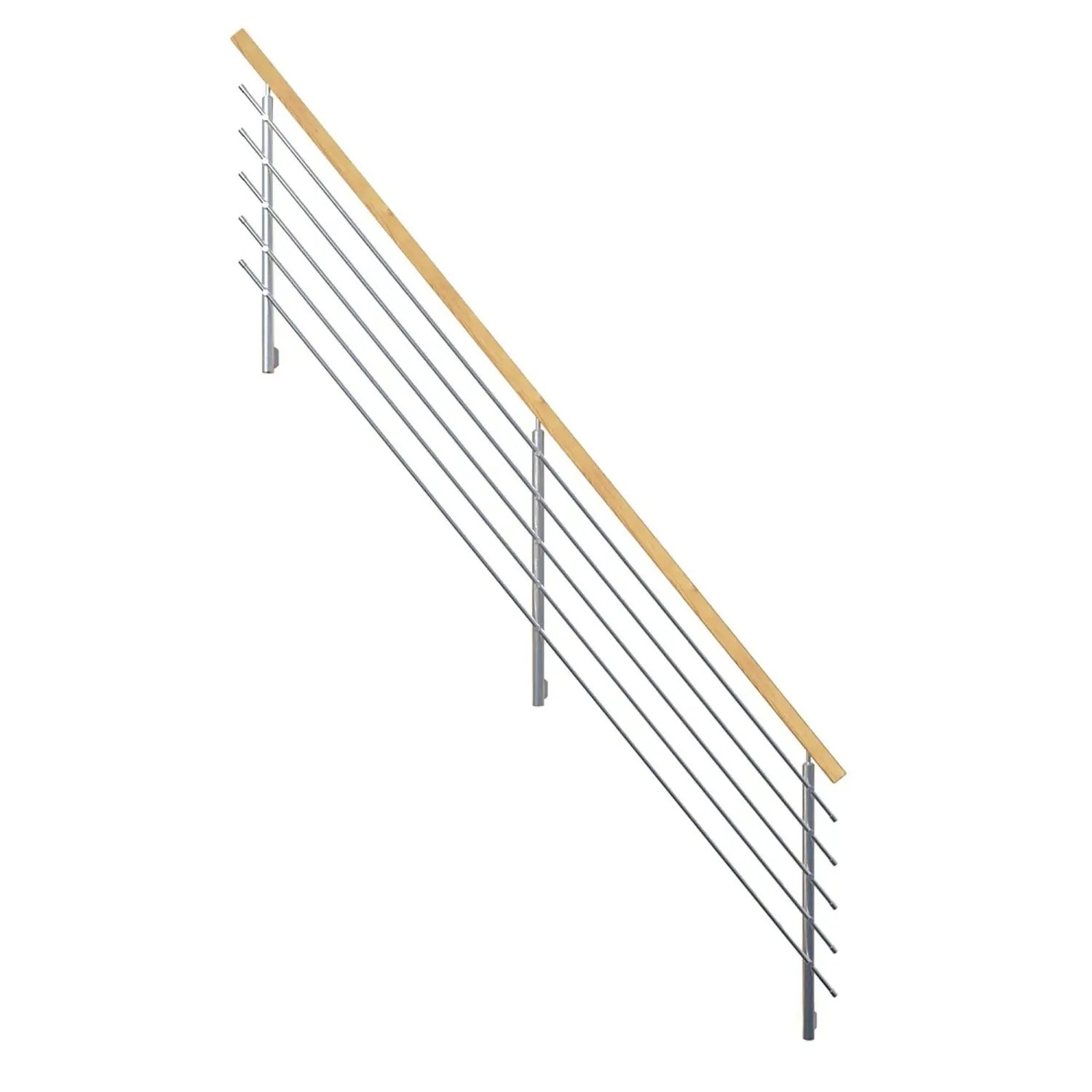 StarWood Designové nerezové zábradlí s hranatým smrkovým madlem 362 cm