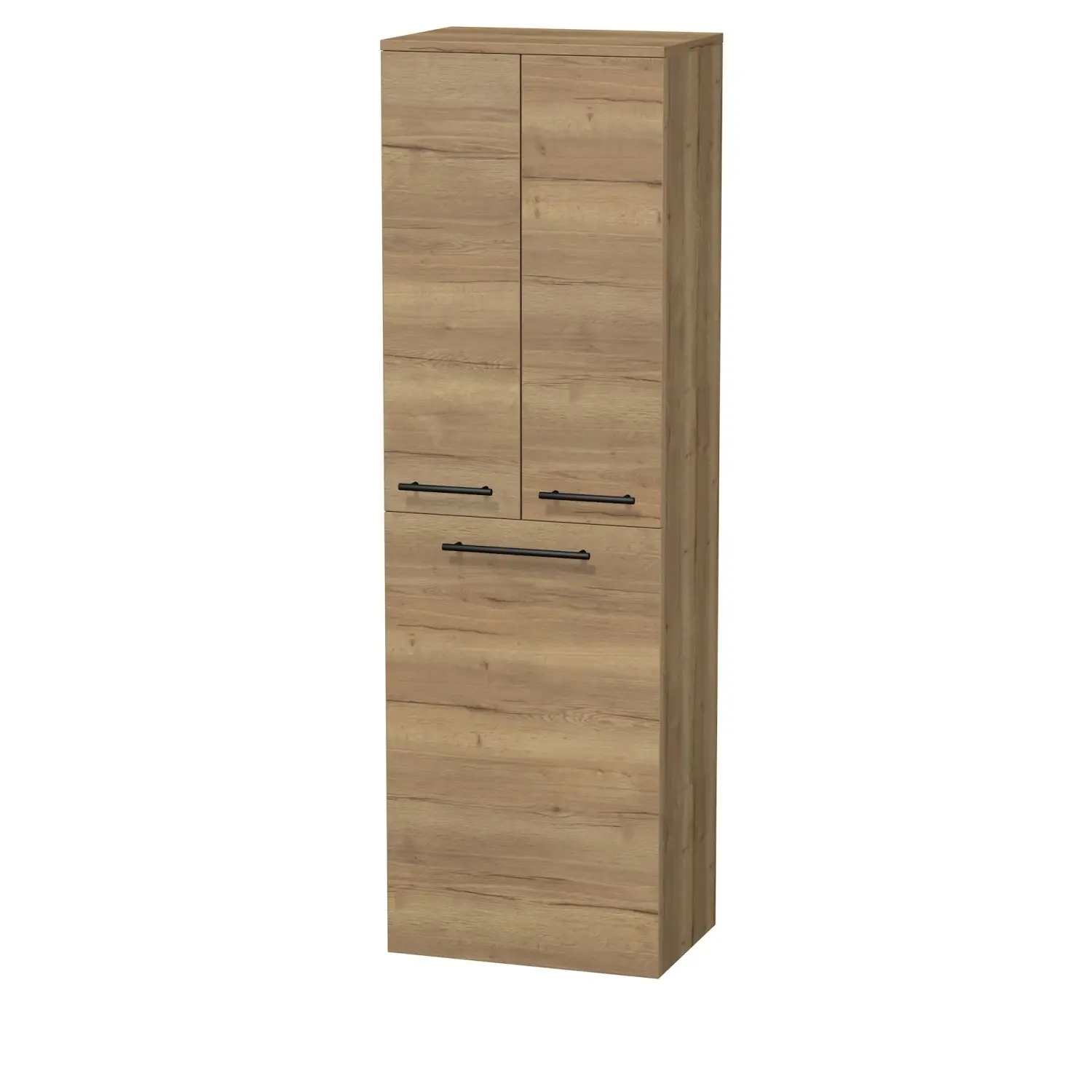 INTEDOOR Vysoká skříň BEE, pravé, úchyt černý, 2dveře, koš, š. 50cm, dub Halifax