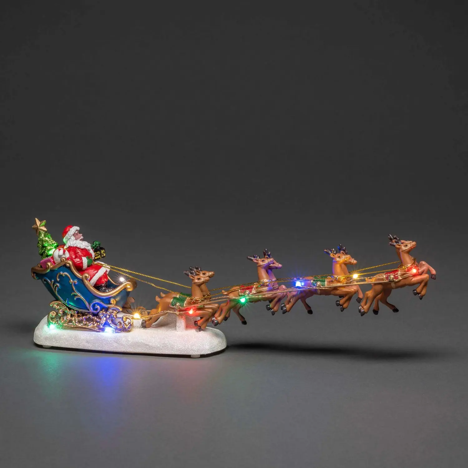 Konstsmide LED Světelná dekorace Santa Claus na saních se soby 10 barevných diod