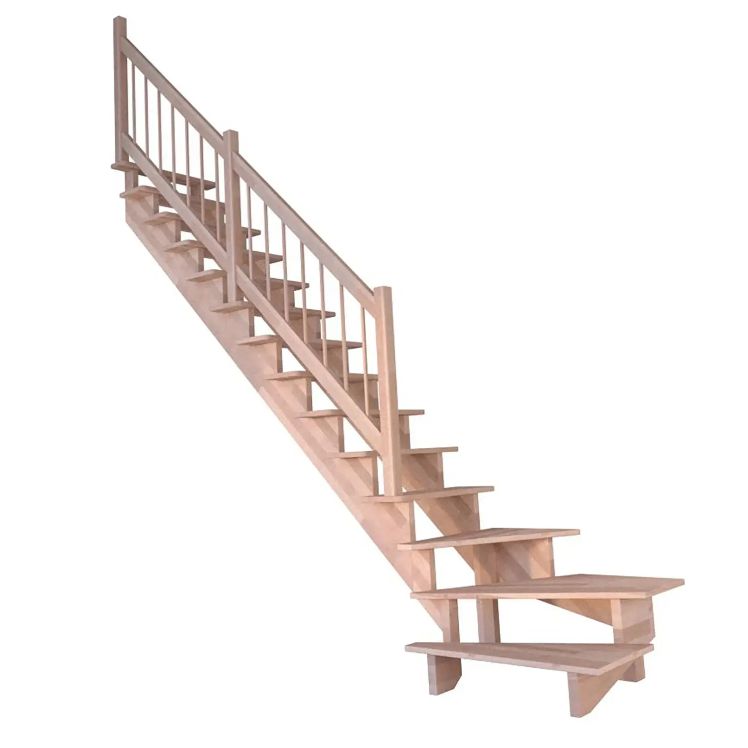 StarWood Schody Lindos bukové levé 80cm otevřené dřev. design. zábradlí