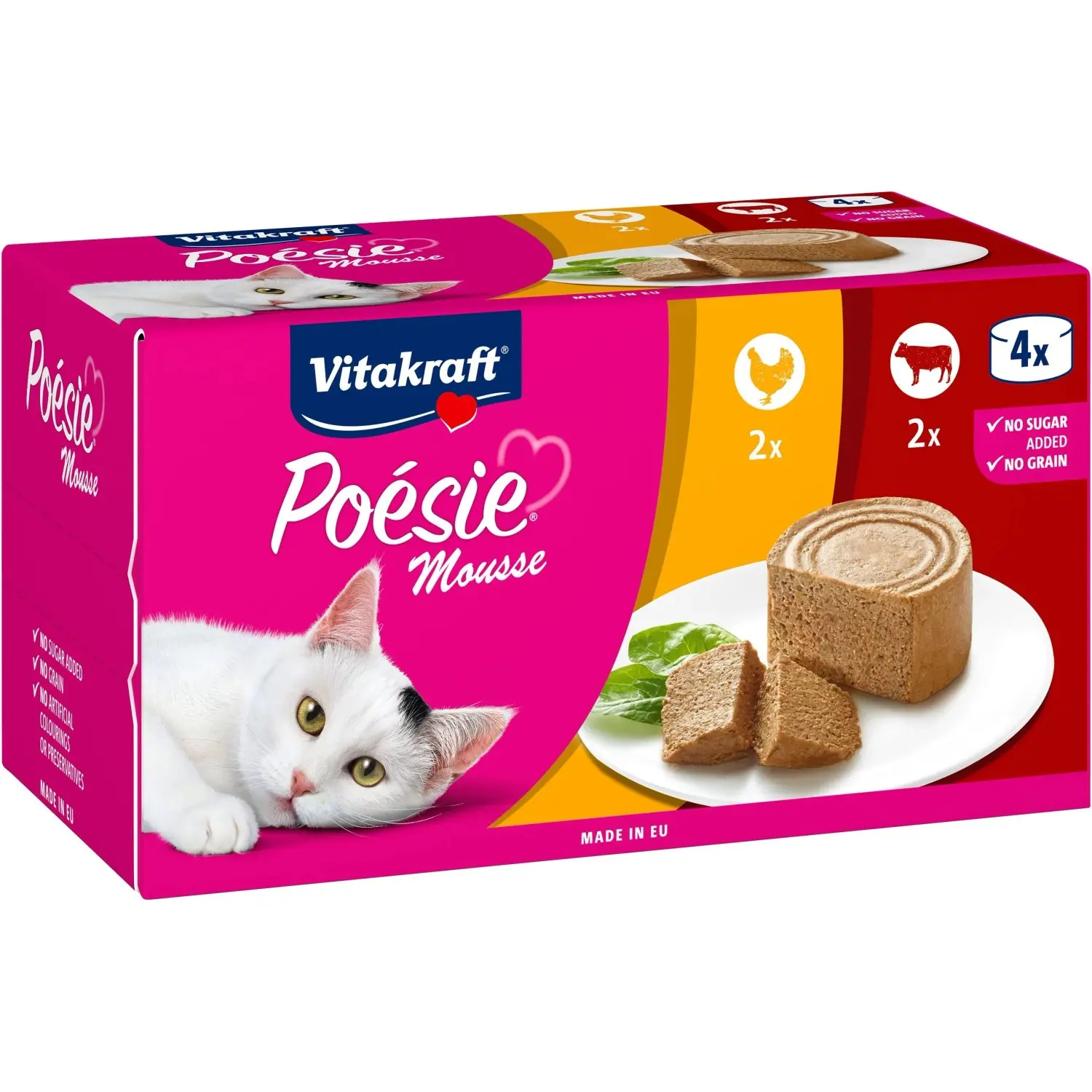Vitakraft Kompletní krmivo pro kočky Poésie Mousse hovězí + kuřecí, 4 x 85 g
