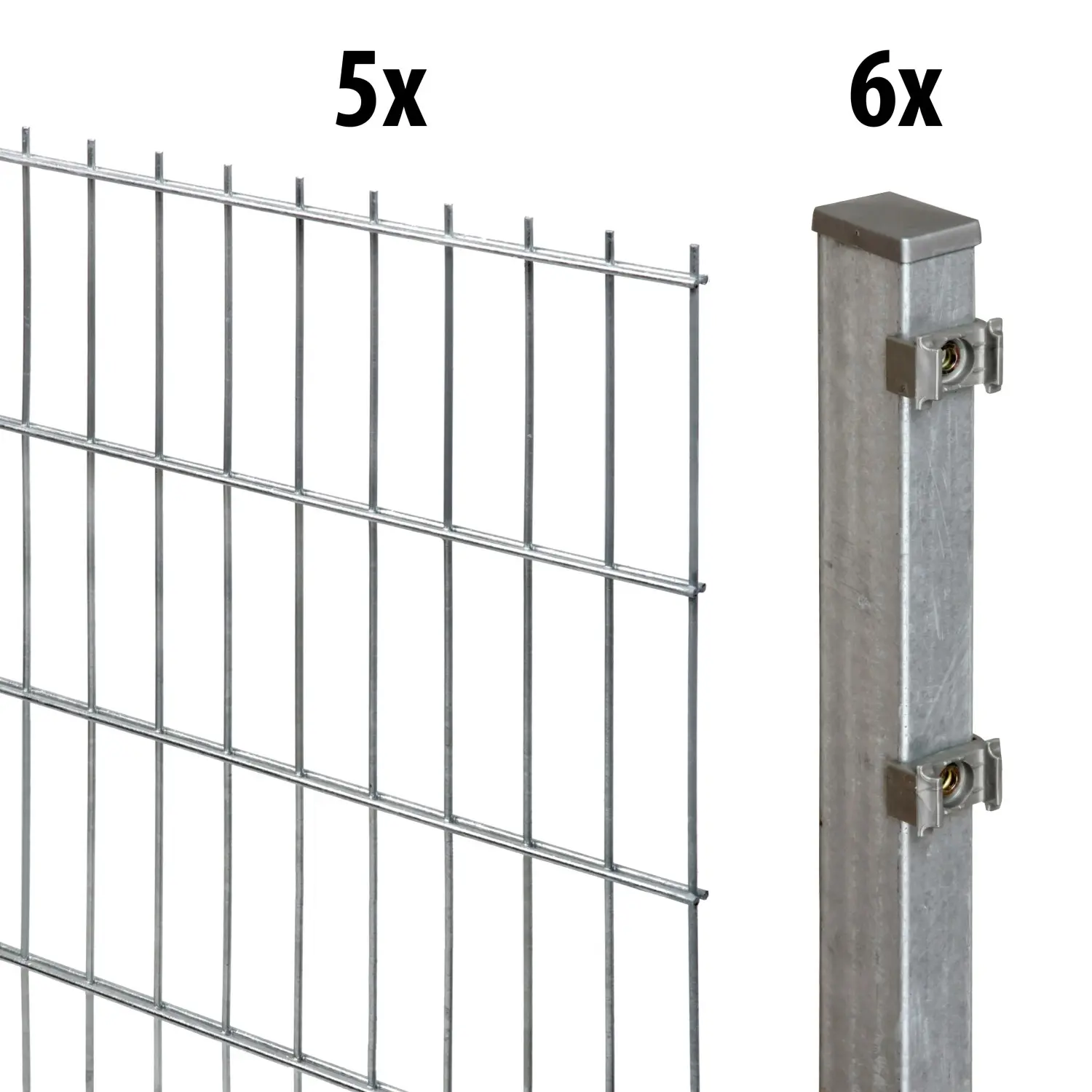 Floraworld Kompletní plotový set 2prut. sl.6×4 zabet., pozink, 123 cm, 10 m