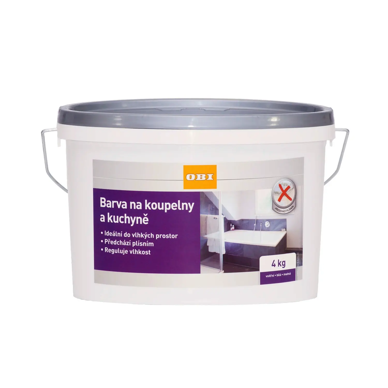 OBI Barva na koupelny a kuchyně bílá matná 4 kg